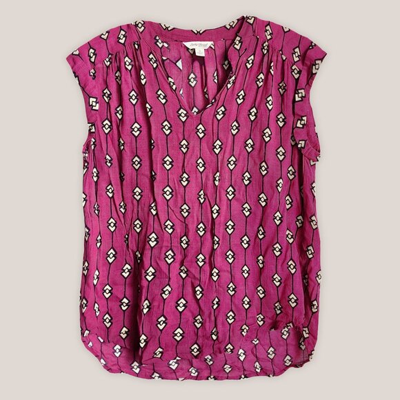 LUCKY BRAND Diamond Patterned Burgundy Boho Top - Picture 1 of 3